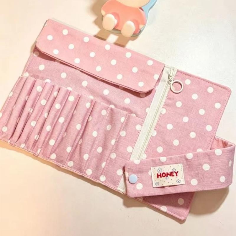 Vintage Polka Dot Roll Up Penc - Makeup ulasan dan harga