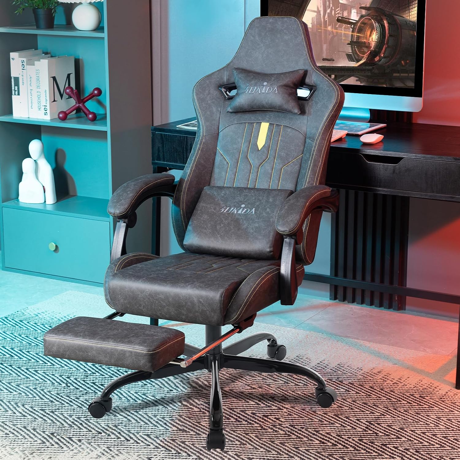 Gaming Chair with Footrest Erg - Massage ulasan dan harga