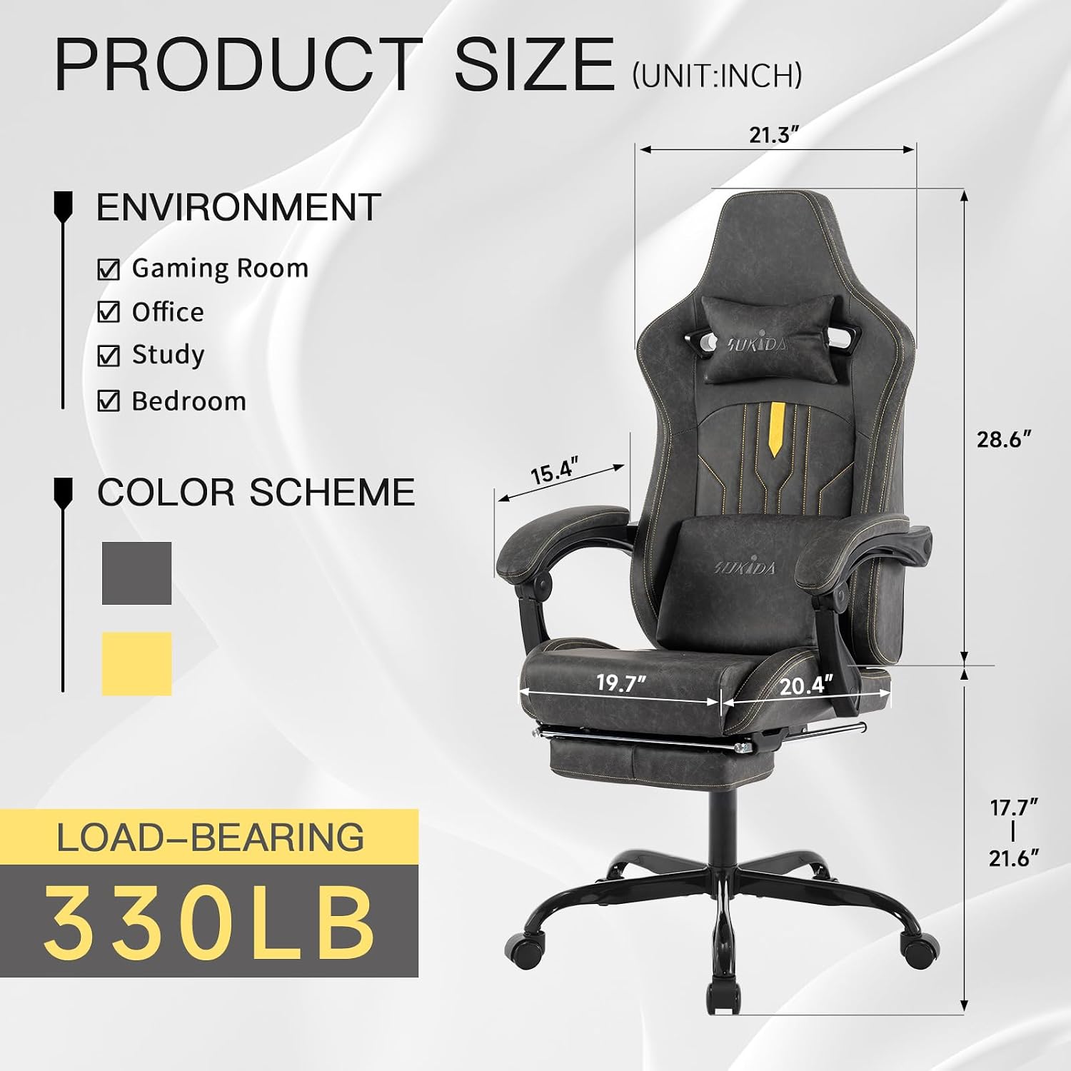 Gaming Chair with Footrest Erg - Massage ulasan dan harga