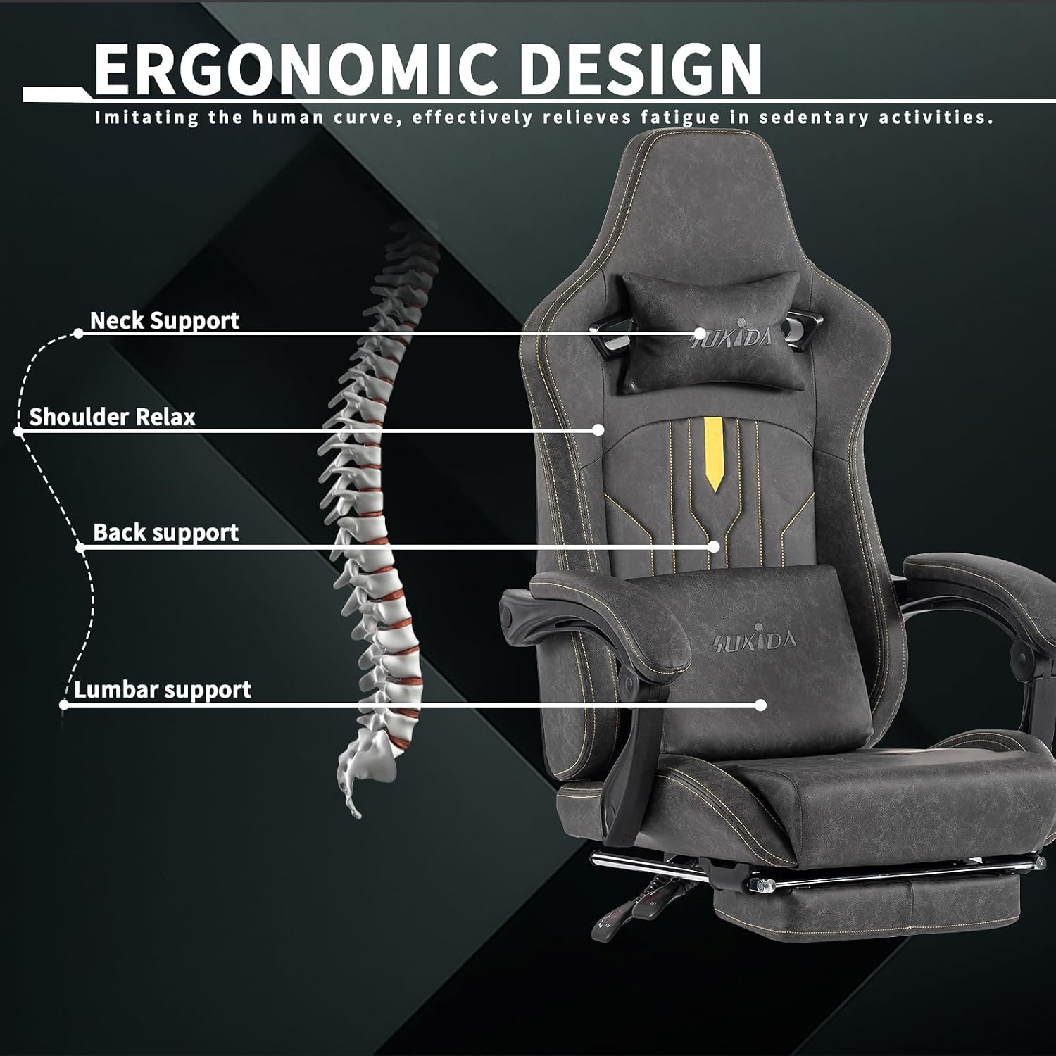 Gaming Chair with Footrest Erg - Massage ulasan dan harga