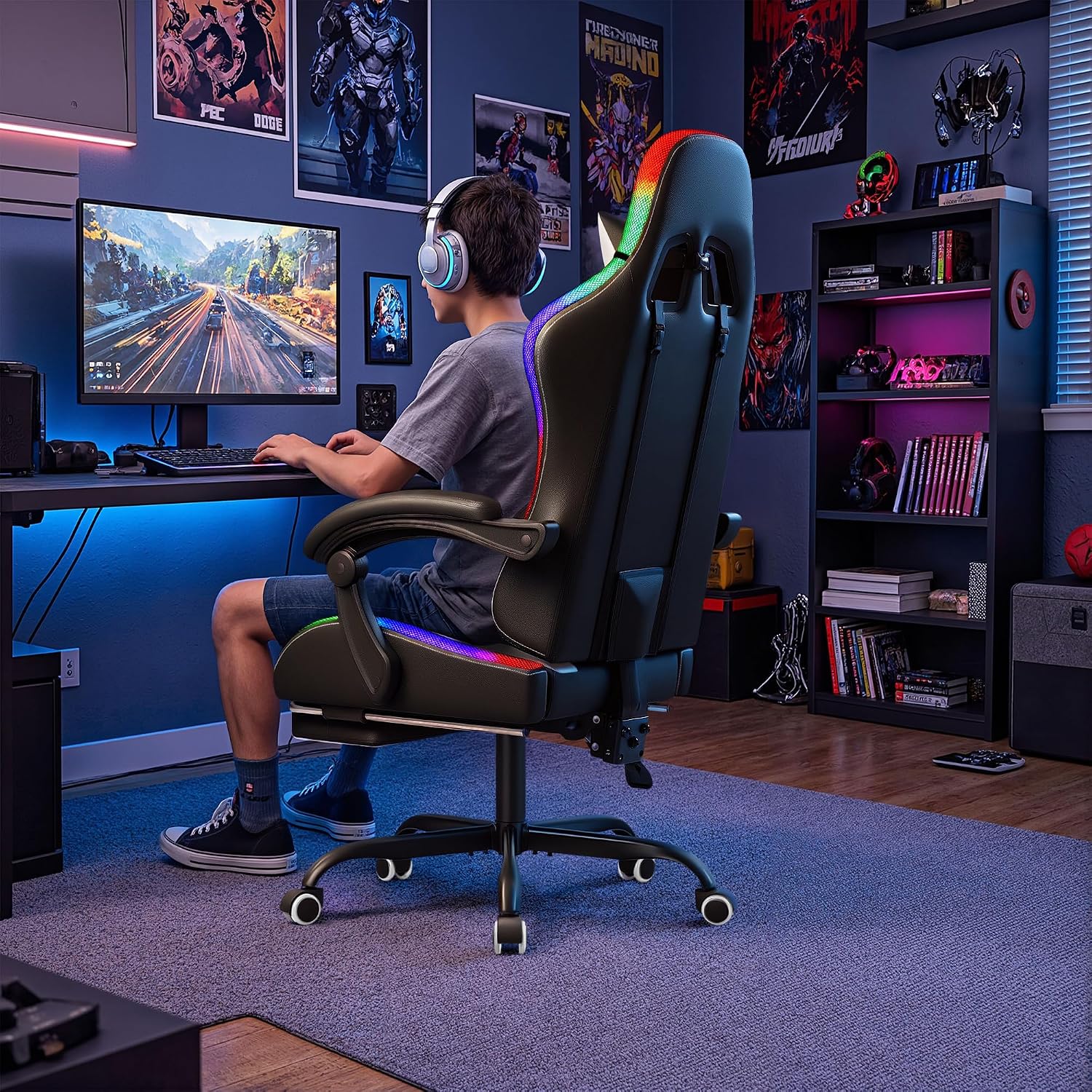 Homall Gaming Chair, Ergonomic - Massage ulasan dan harga